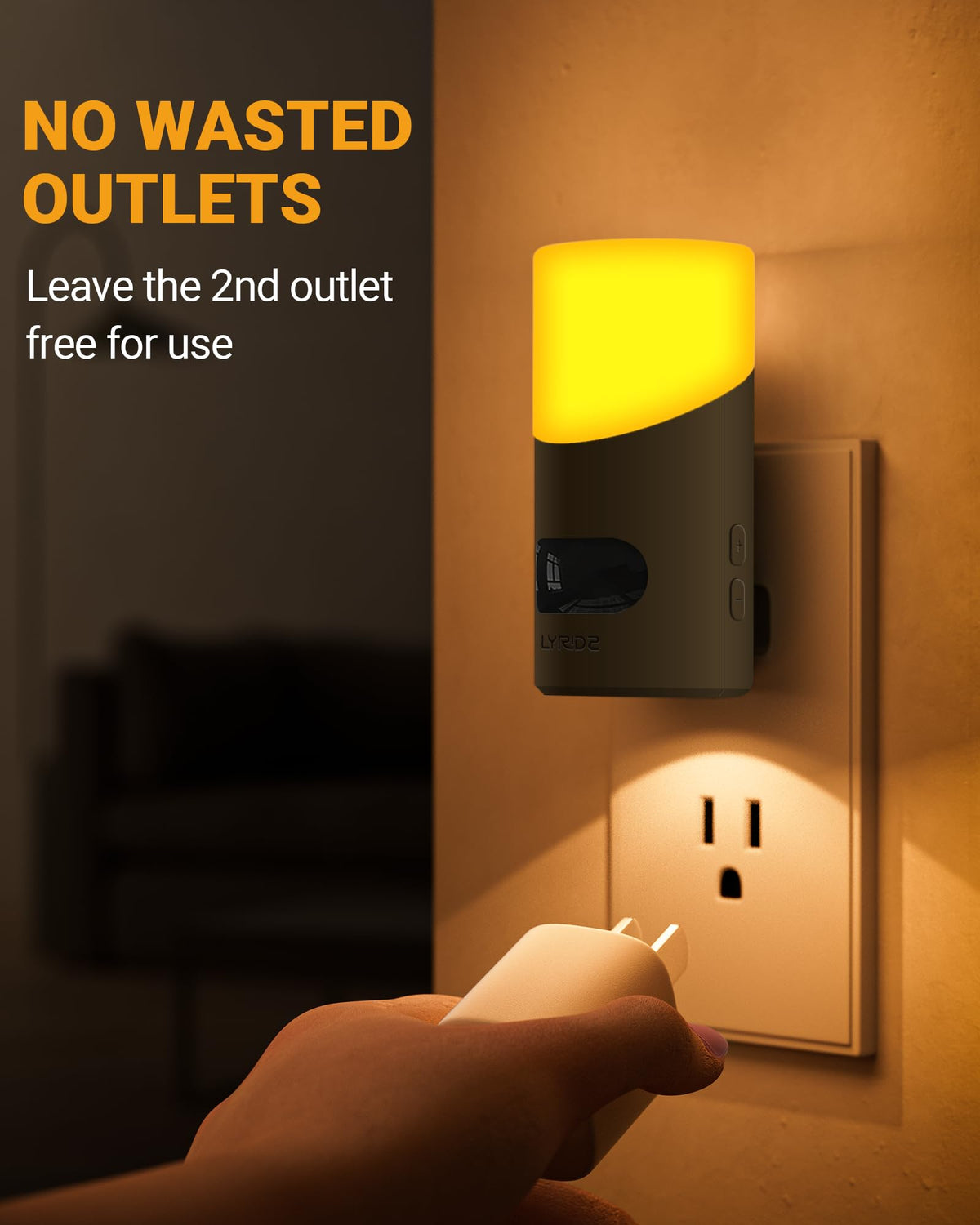 Lyridz Amber Night Light provides a warm 1800K glow for sensitive spaces.