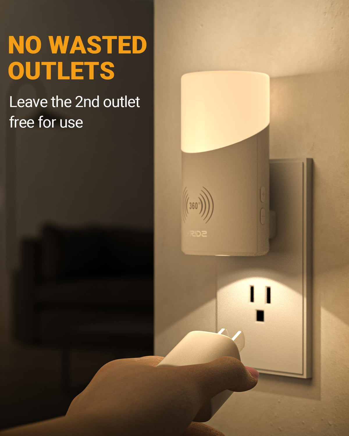 Lyridz compact plug-in design frees outlets while lighting rooms.