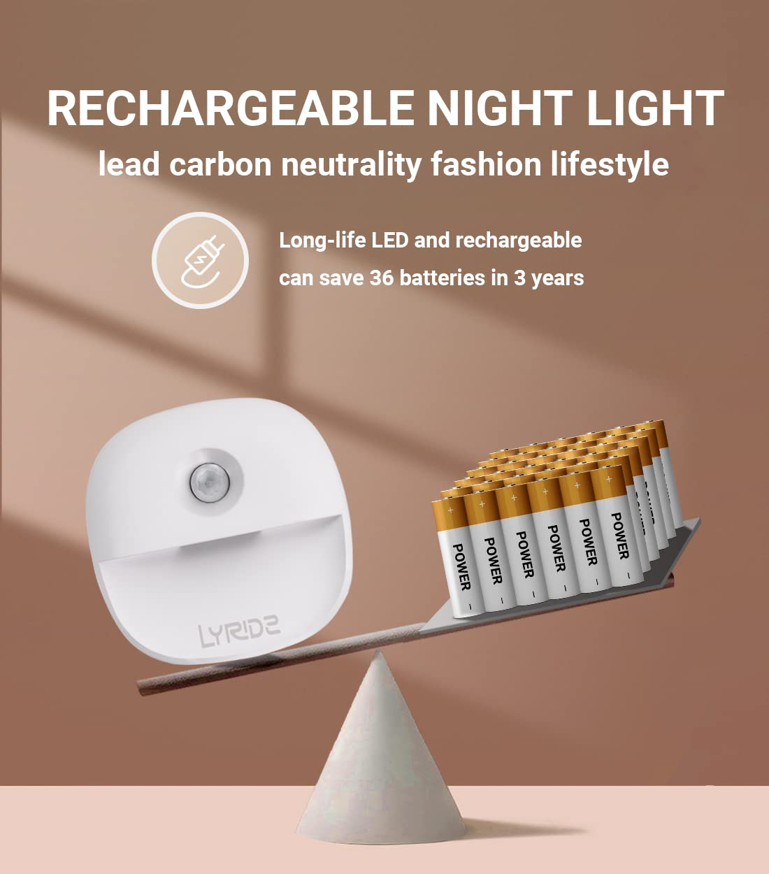 Lyridz dimmable LED night light with brightness control for flexible ambience.
