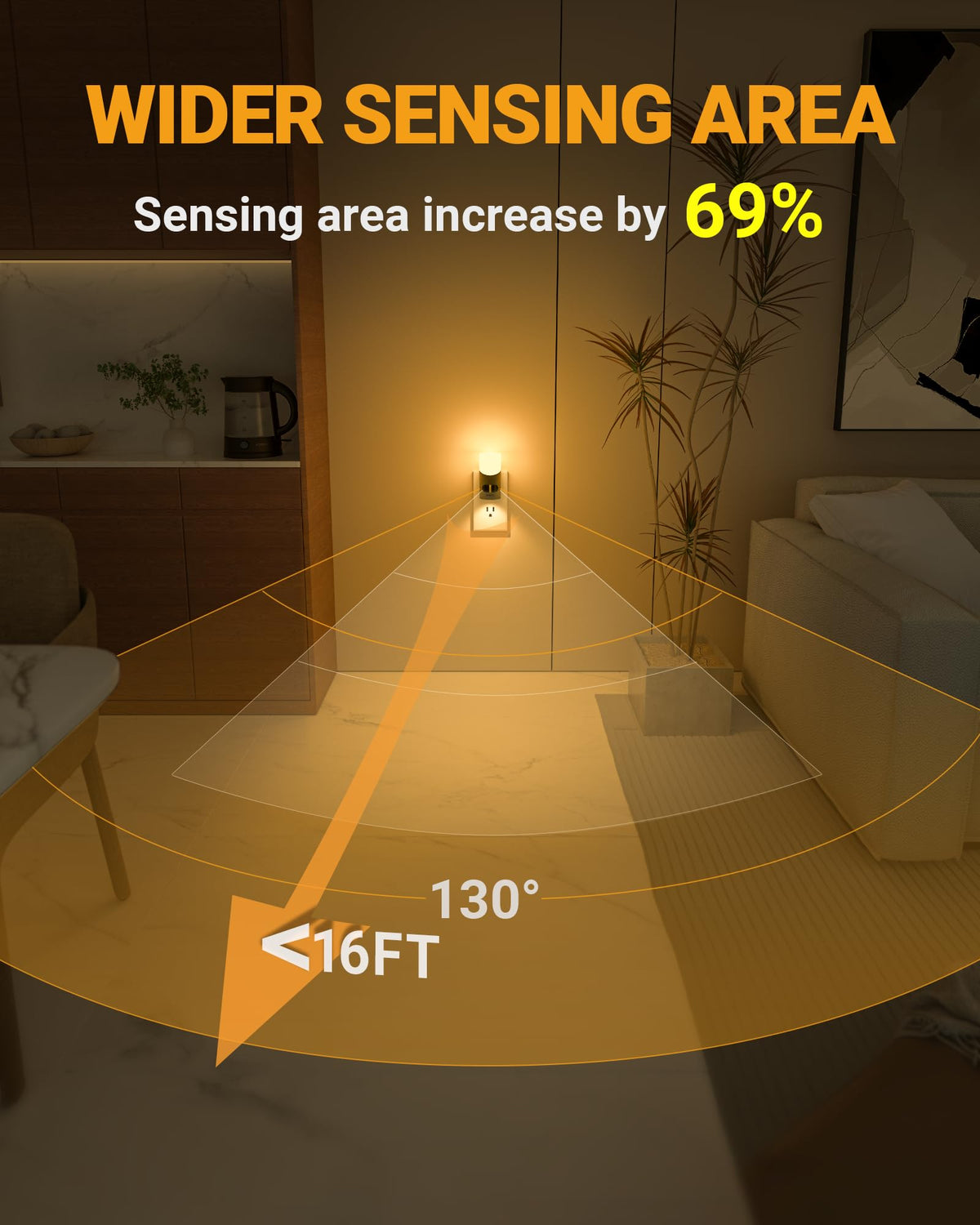 Lyridz night light at 150lm provides bright, even illumination.