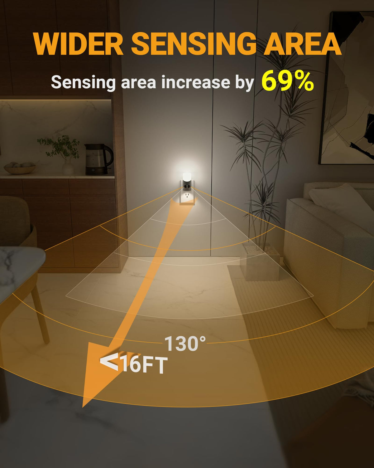 Lyridz motion-sensor-night-light-auto-mode illuminates dark stairways automatically.