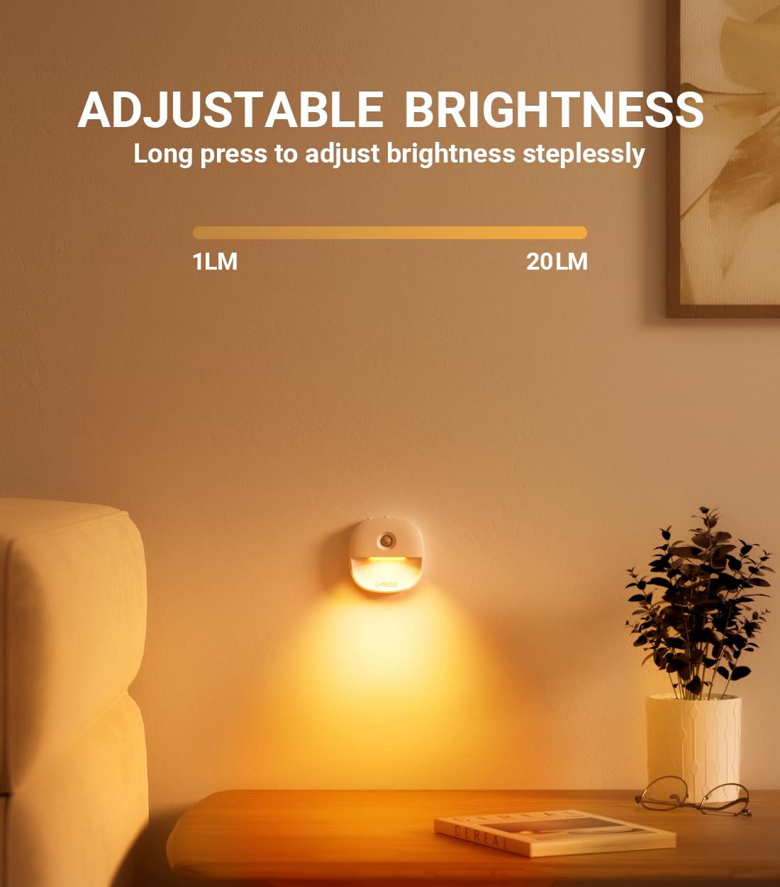 Lyridz motion-sensor night light detects movement up to 13 feet for safe night routes.