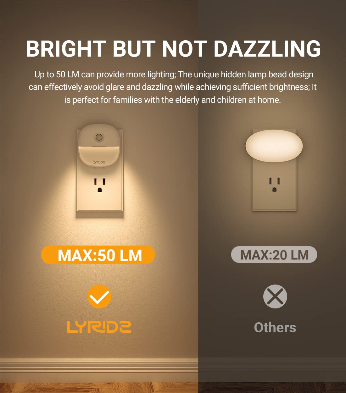 Lyridz compact plug-in design frees the second outlet.