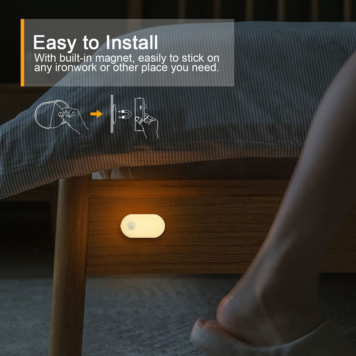 Lyridz portable night light suited for bedroom, bathroom, kitchen.