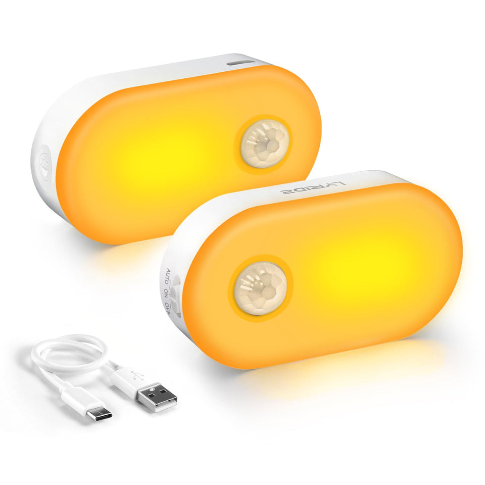 Lyridz rechargeable night light with motion sensor, front view for easy accessibility.