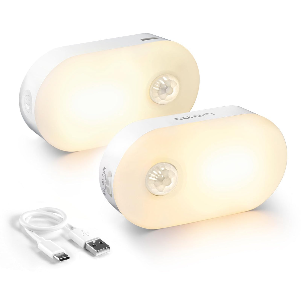Lyridz rechargeable night light charging via USB-C for long-lasting power.