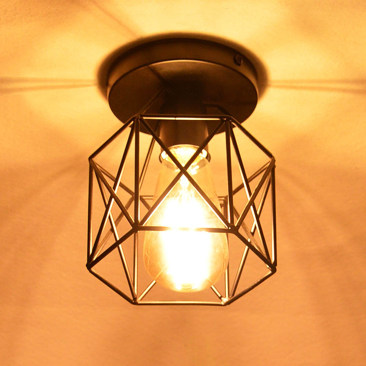 Lysed flush mount ceiling light for porch and hallway saves space with industrial style