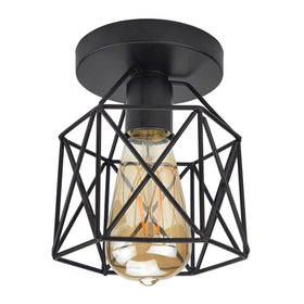 Lysed retro black industrial light fixture enhances entryways with vintage charm