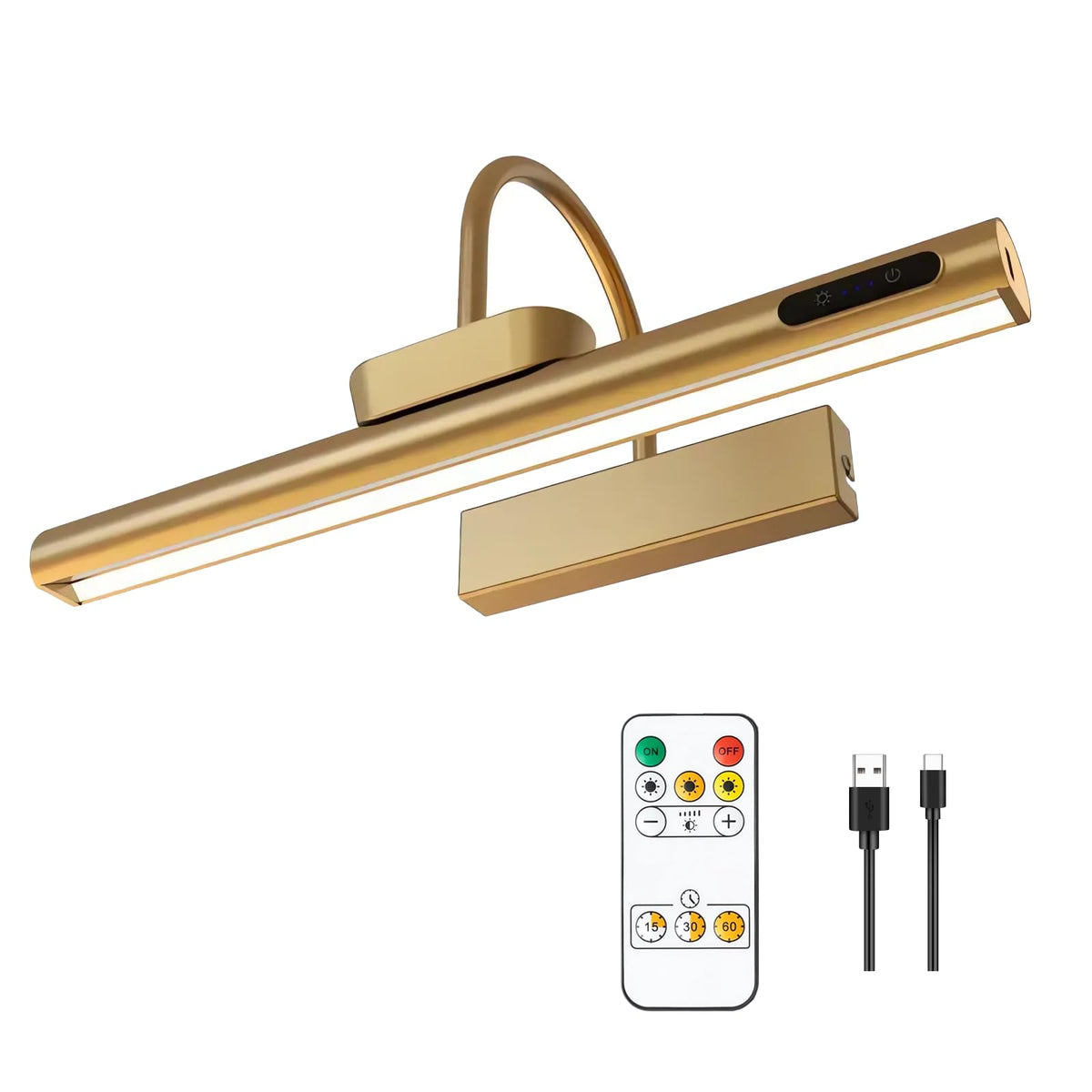 LYTARA dimmable cordless light front view illuminates wall art with enhanced color.