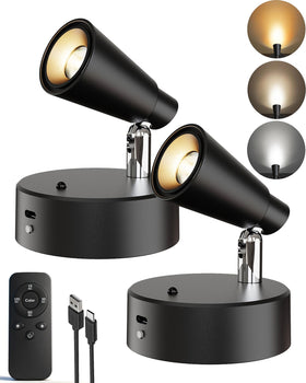 LYTARA LED spotlight 2-pack highlights wall art with cordless installation for clutter-free lighting.