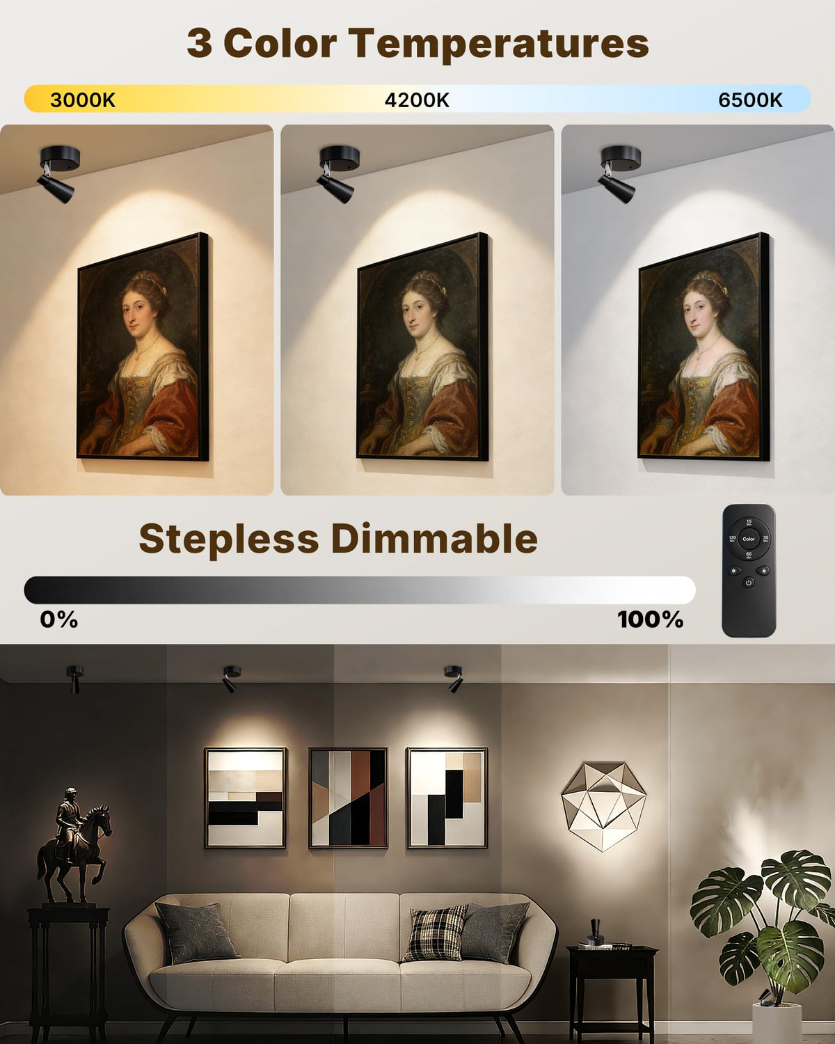 LYTARA 3CCT lets you switch from warm to cool white for artwork accents.