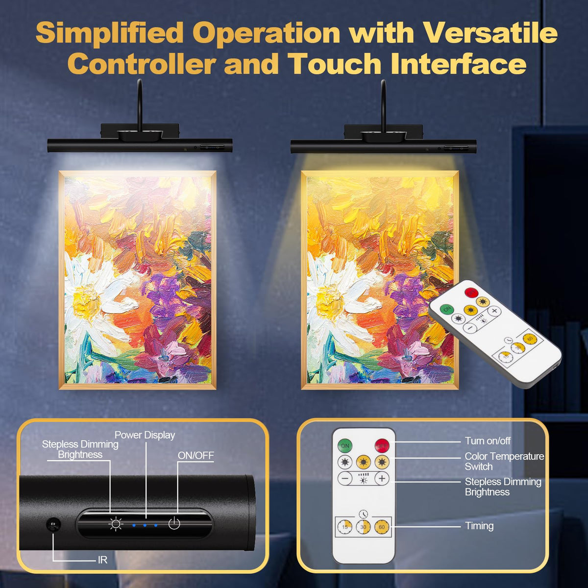 LYTARA magnetic light bar provides flexible positioning for canvases.