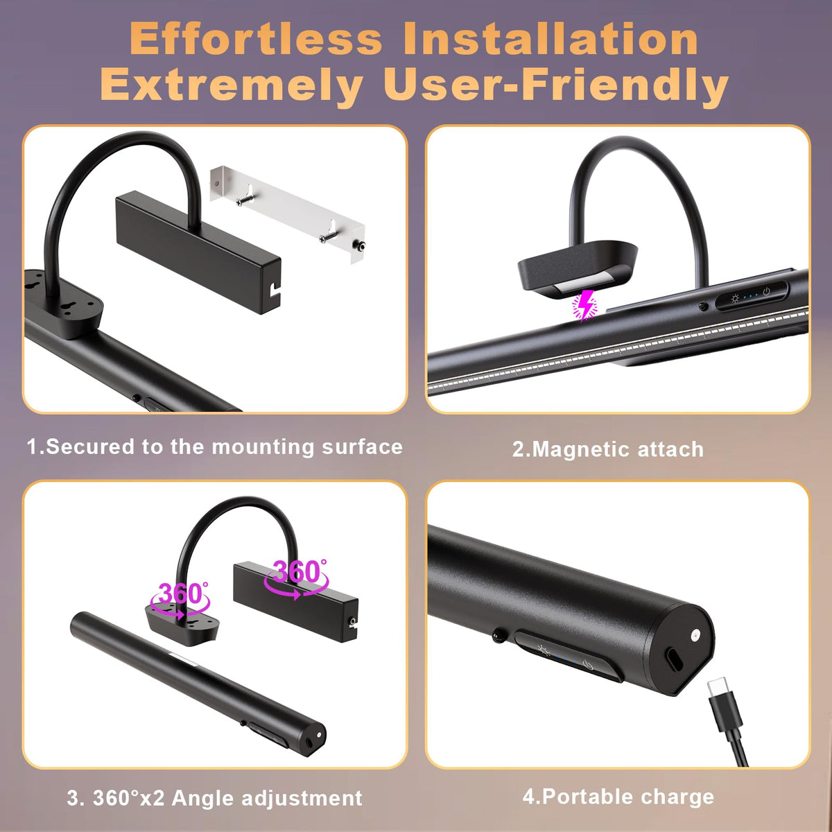 LYTARA pivotable bracket adjusts light angle for ideal shadows.