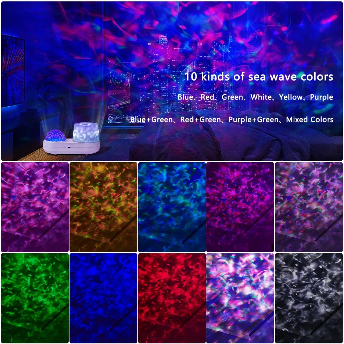 Lytrdit Ocean Wave Projector car ambient light enhances travel mood.