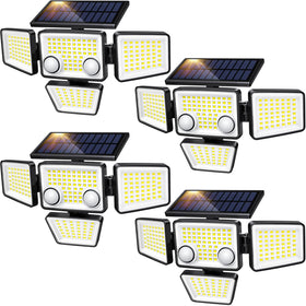 LYWALT solar lights outdoor front view showing four heads for wide coverage.