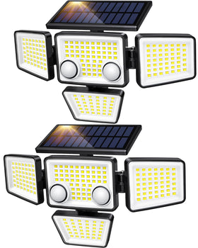 LYWALT solar outdoor lights with four-head design for wide-area coverage.