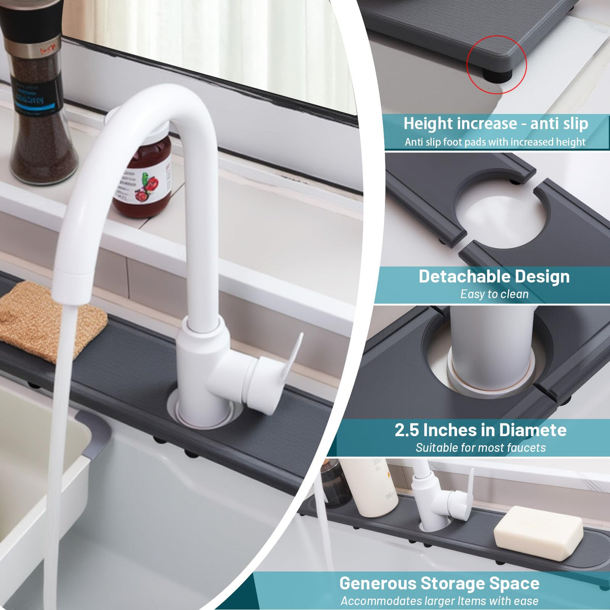 Lyxel diatomite stone sink tray absorbs water fast to keep counters clean.