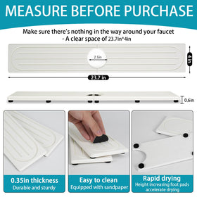 Lyxel Faucet Mat includes height-adding feet for better drainage.