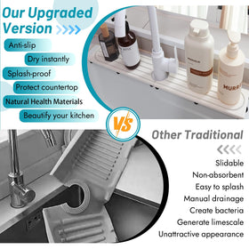 Lyxel Faucet Mat protects countertops from scratches and stains.