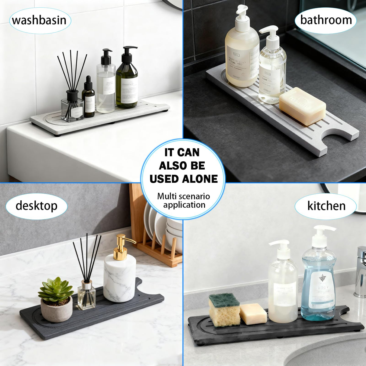 Lyxel Faucet Mat diatom mud quickly absorbs water around the faucet.