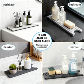 Lyxel Faucet Mat diatom mud quickly absorbs water around the faucet.