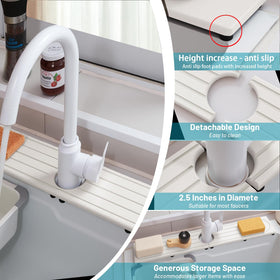 Lyxel Faucet Mat doubles as a compact organizer for soaps and sponges.