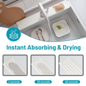 Lyxel Faucet Mat splash guard helps keep the sink area clean.