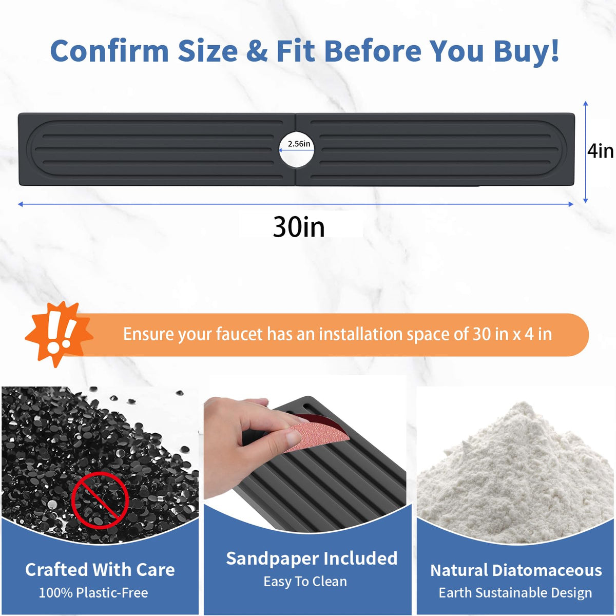 Lyxel Stone Faucet Mat anti-slip design enhances stability around the sink area.
