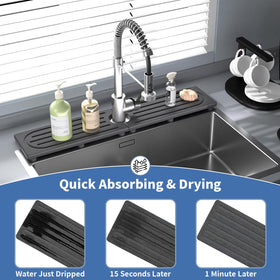 Lyxel Stone Faucet Mat dimensions 30x4 fit around most standard faucets.