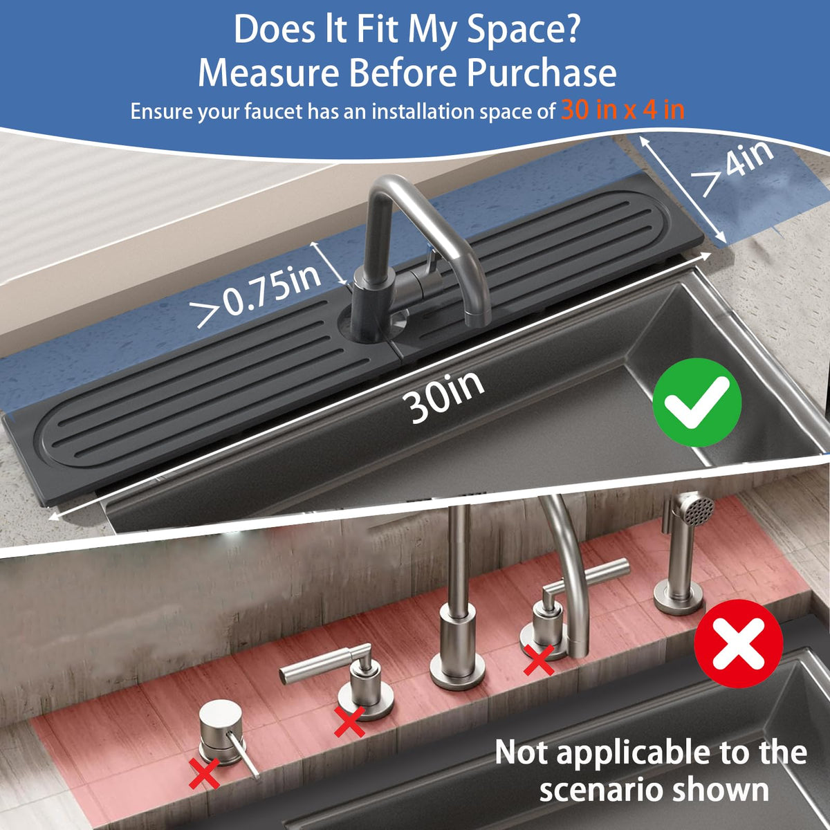 Lyxel Stone Faucet Mat fast-drying feature keeps countertops clean and ready.
