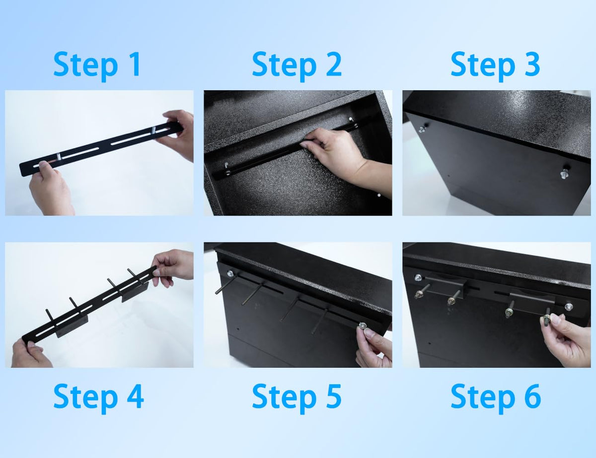 LyySangshuo mailbox bracket holes and screws assembly simplifies secure mounting.
