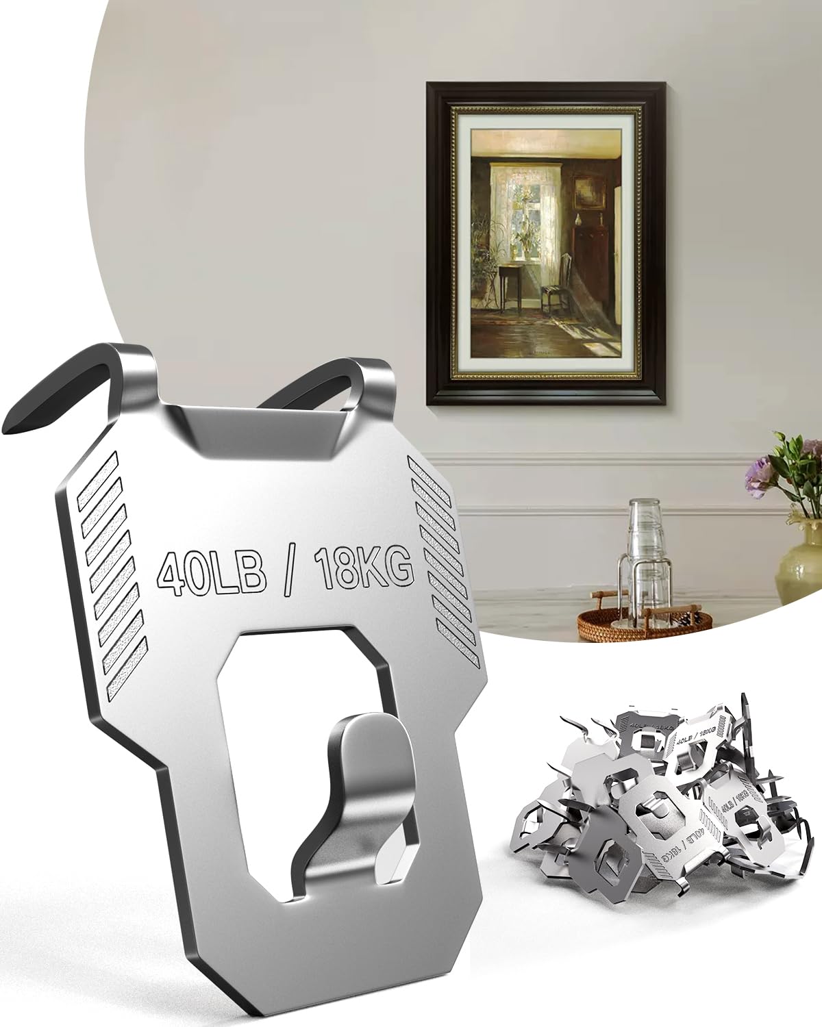 LZC 40Pcs drywall hanger claw in action holds securely for posters and frames.