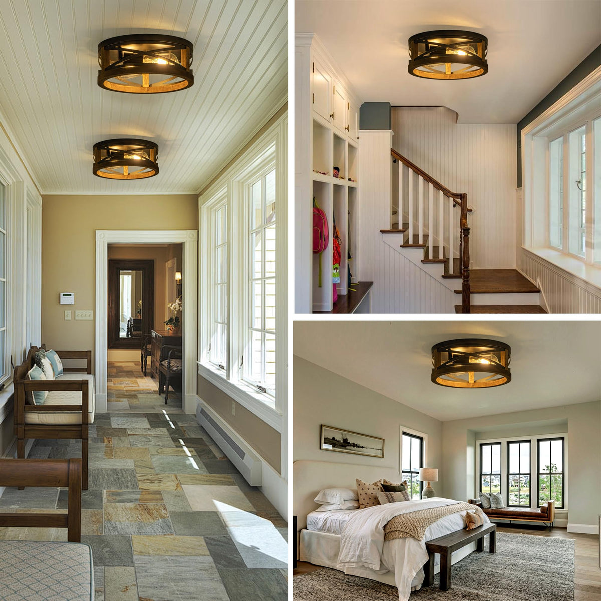 Lzglyptics durable wood and metal fixture adds farmhouse charm to living spaces.