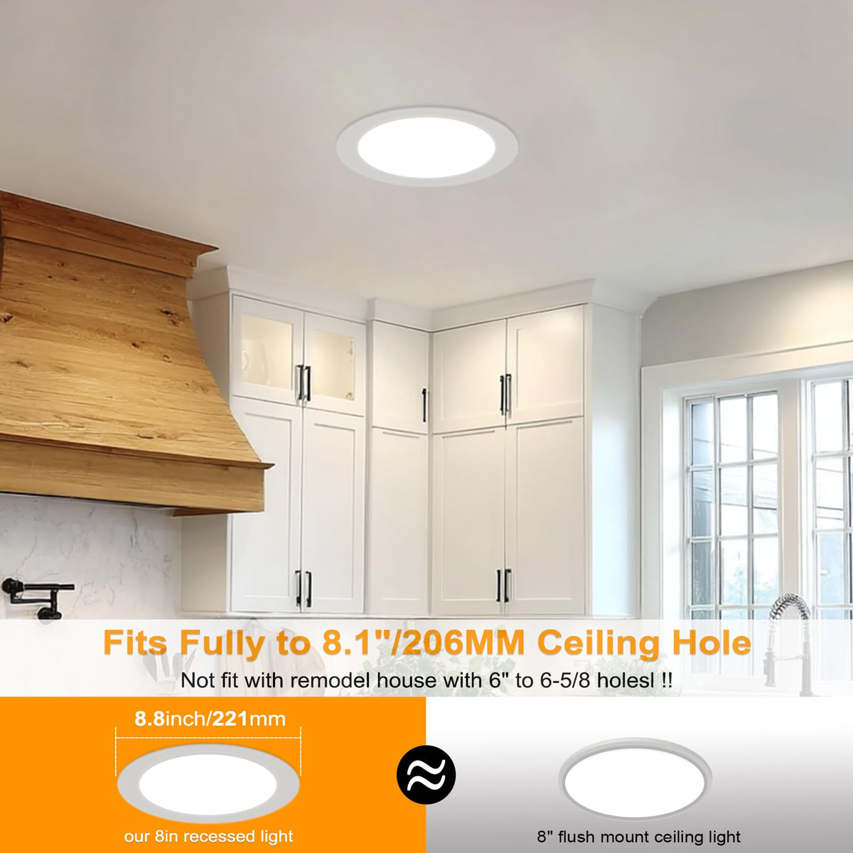 LZHOME 8 inch recessed downlight during ceiling installation for seamless integration