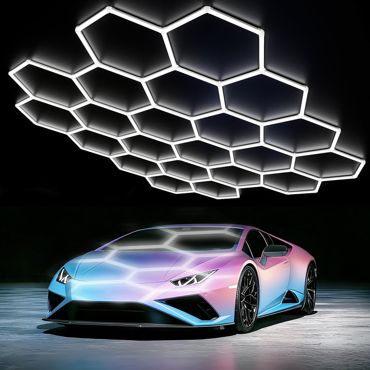 LZHOME hexagon LED garage light assembled delivering broad, even coverage
