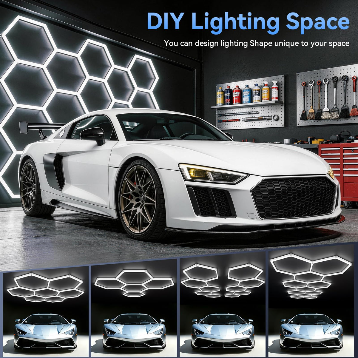 LZHOME hexagon LED garage light bright-coverage delivers strong visibility for work areas