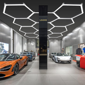 LZHOME hexagon LED garage light workshop-setup shows versatile application