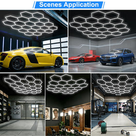 LZHOME hexagon LED garage light with Y/V connectors for easy expansion