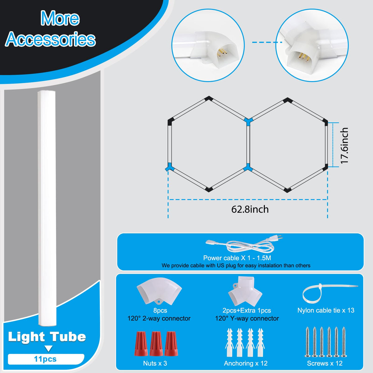 LZHOME hexagon light long lifespan infographic suggests 50,000+ hours.