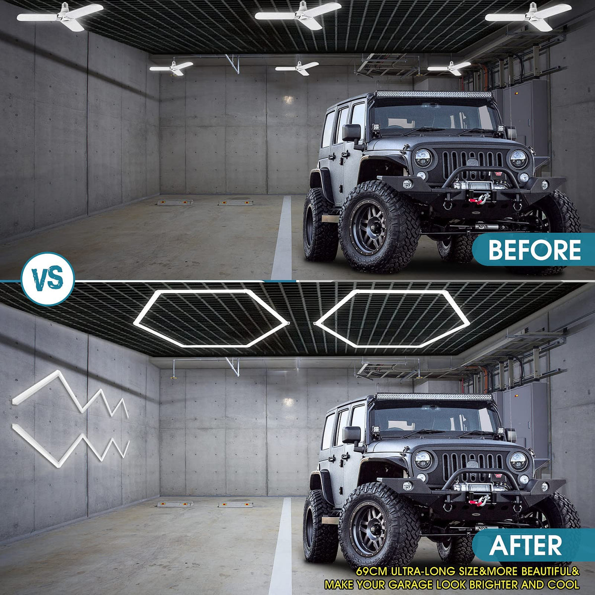 LZHOME hexagon light installation shot shows easy ceiling mounting.