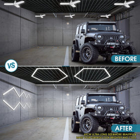 LZHOME hexagon light installation shot shows easy ceiling mounting.
