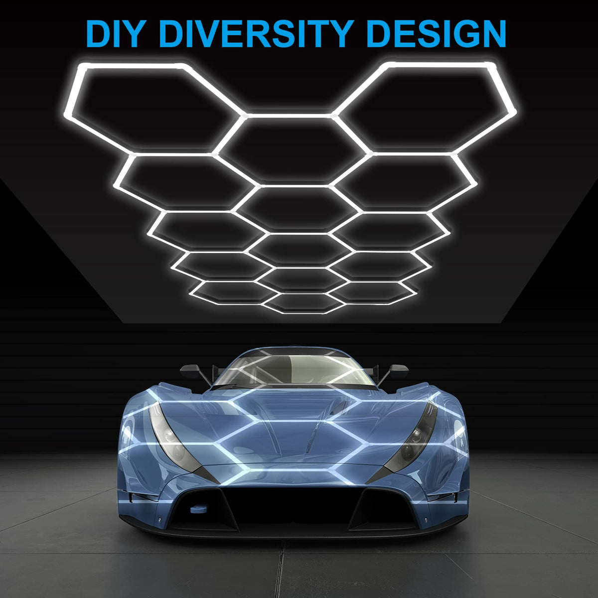 LZHOME LED hexagon garage light panel delivers broad, even illumination for garages