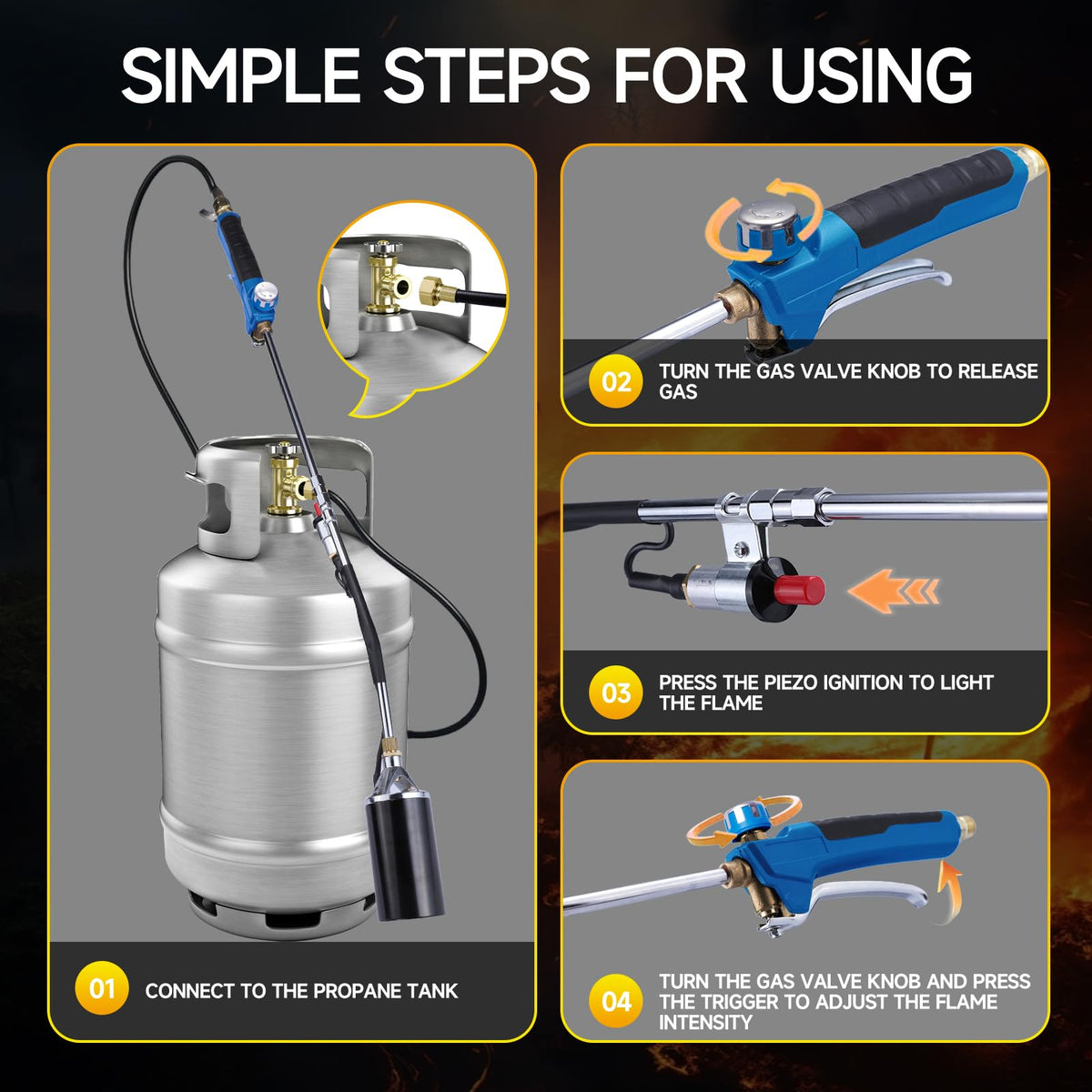 LZONEY propane torch with 9.8 ft hose for extended reach