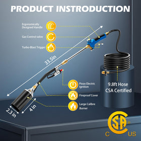 LZONEY weed burner in long torch mode with extended reach