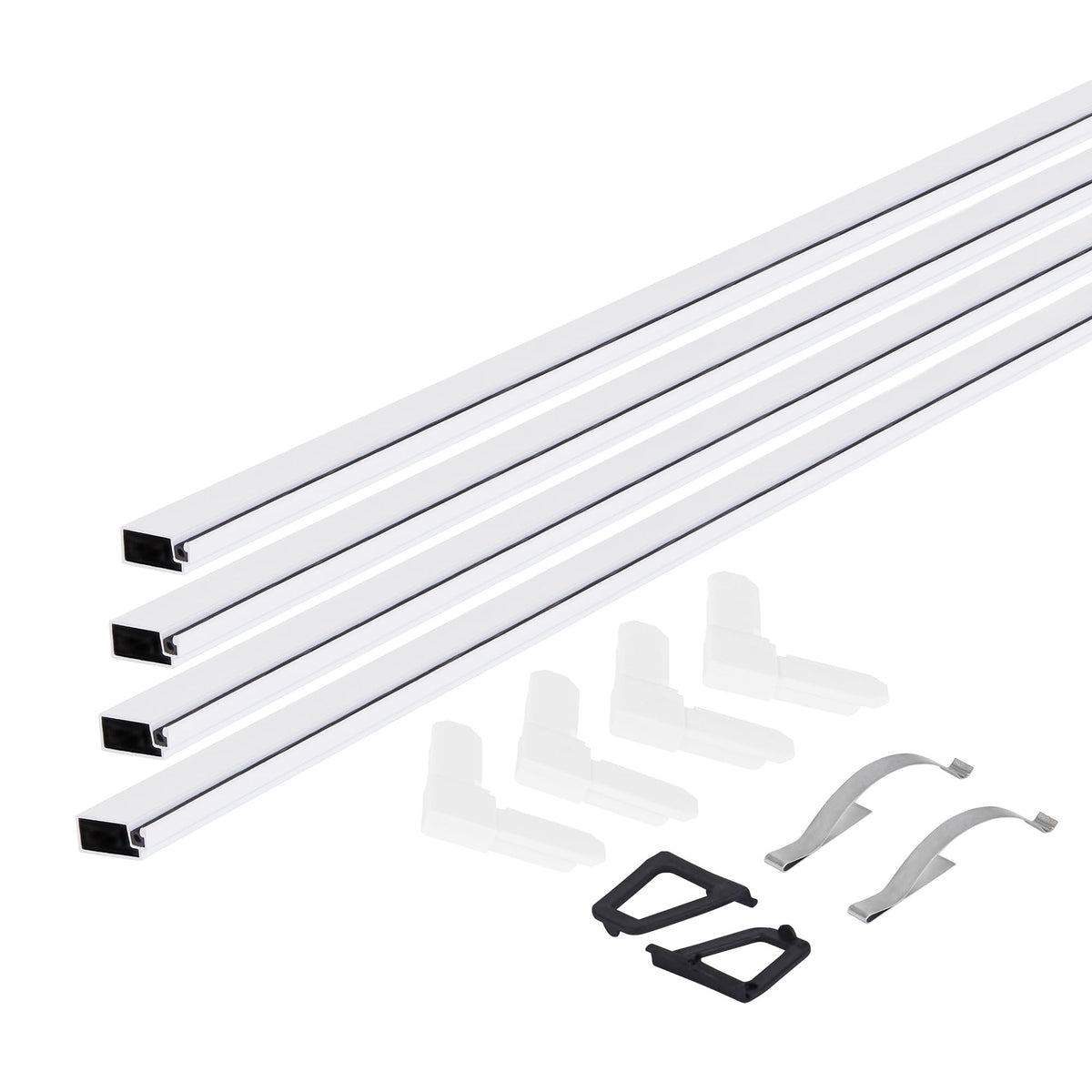 MD Building Products 14104 white finish frame kit ready for screen installations.