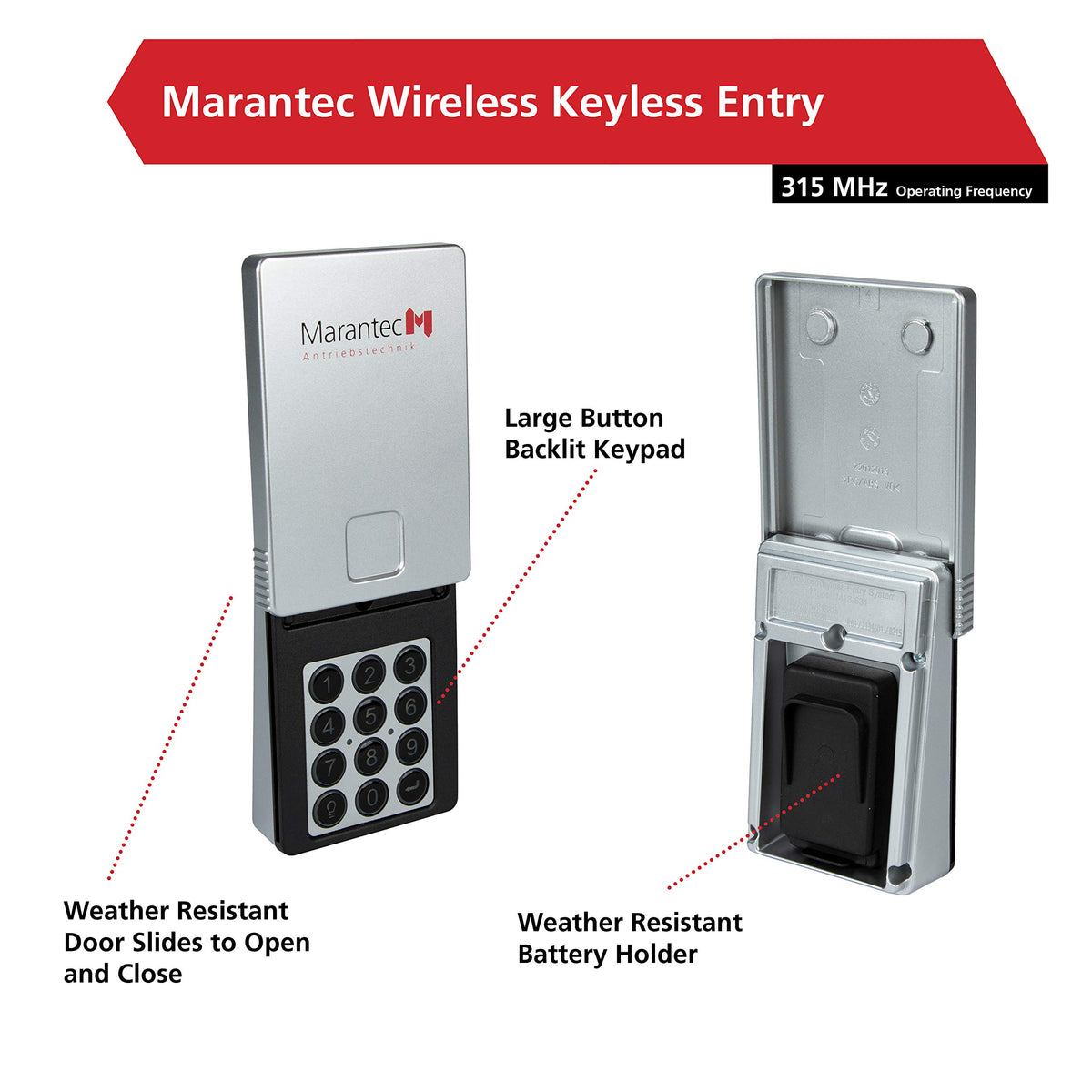M MARANTEC large buttons provide tactile feedback during entry.