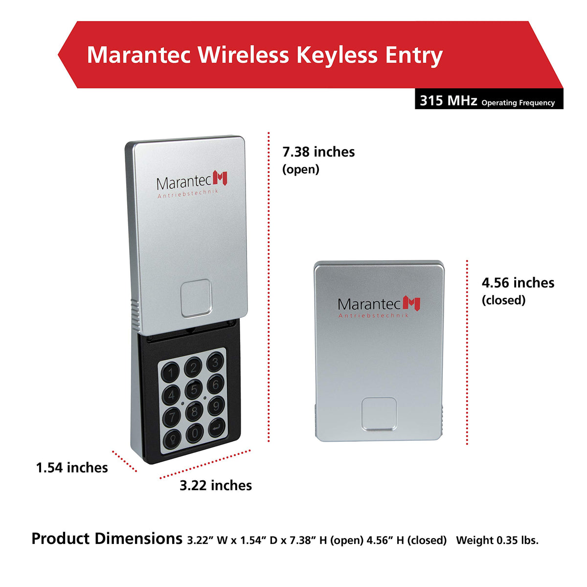 M MARANTEC all-weather slide-up cover protects against rain.