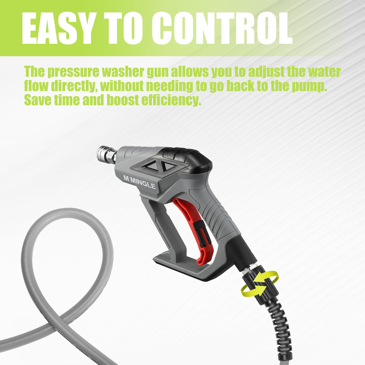 M MINGLE corner nozzle cleanly reaches tight pipe corners.
