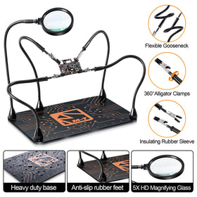 M-T Helping Hands non-slip bottom pads keep the workstation steady during precision work