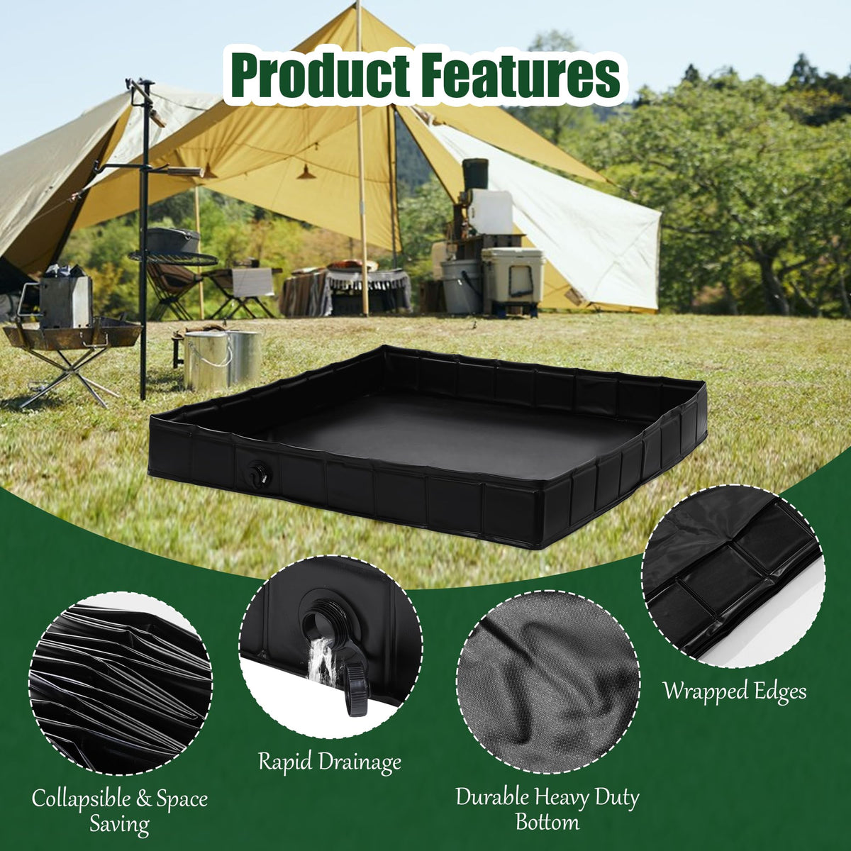 MABOZOO Shower base in camping use keeps outdoor showers tidy
